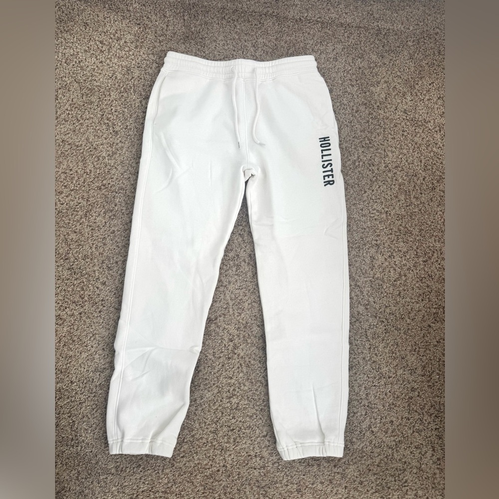 Hollister White Sweatpants with Logo